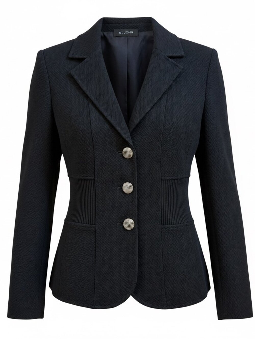 St. John Blazer with Ribbing Back Detail - Size 10 - Black